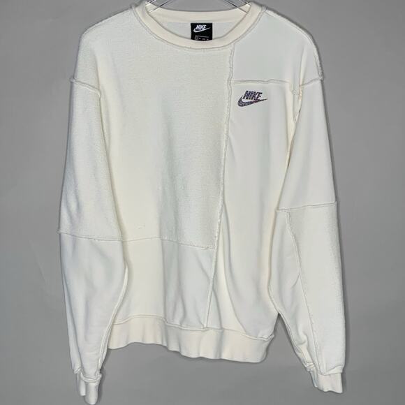 Nike Sportswear XS Womens Ivory Icon Clash Fleece Crew Sweatshirt Streetwear - Picture 2 of 10